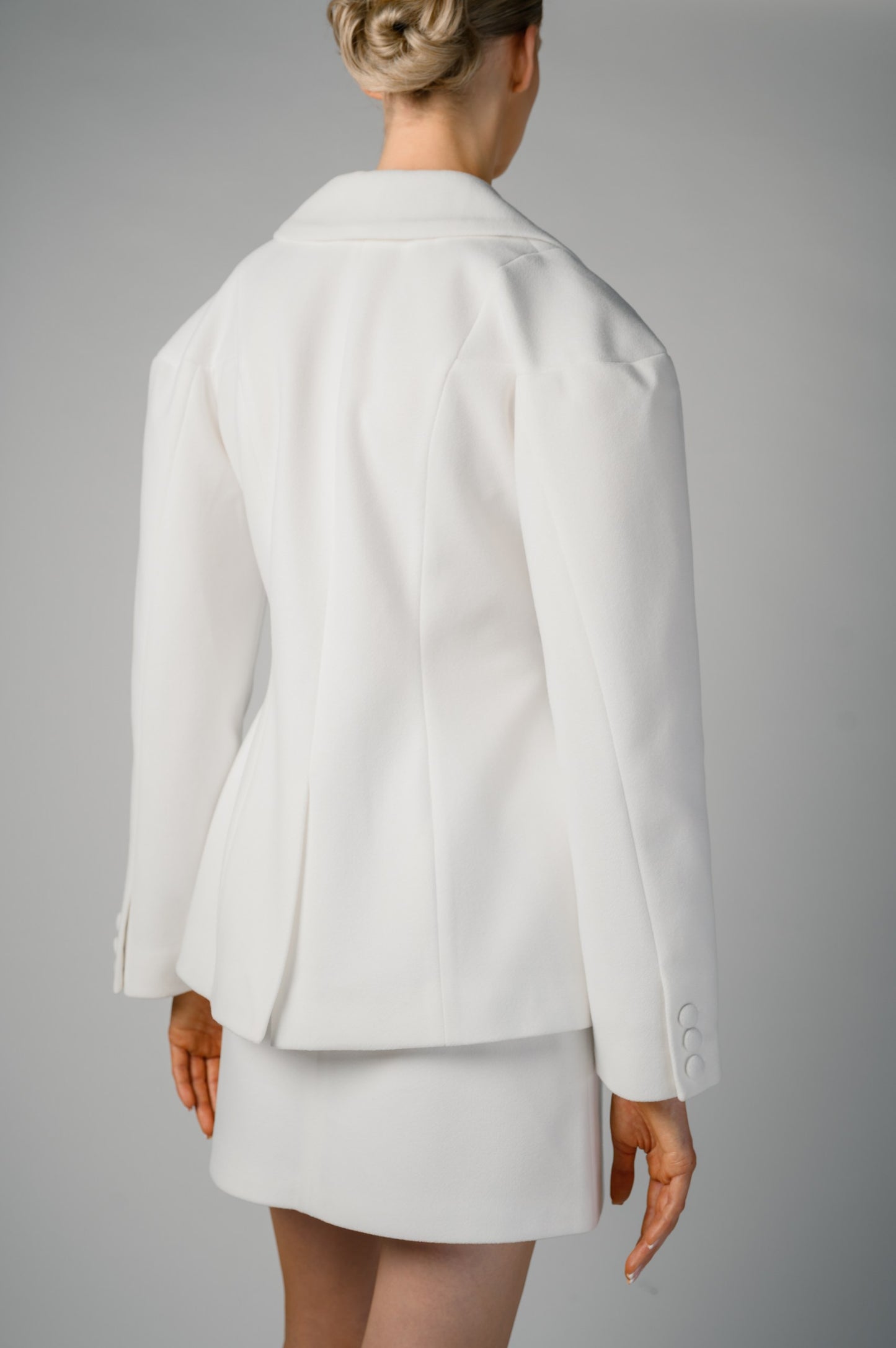 Ophelia Single-Breasted Blazer, Ivory